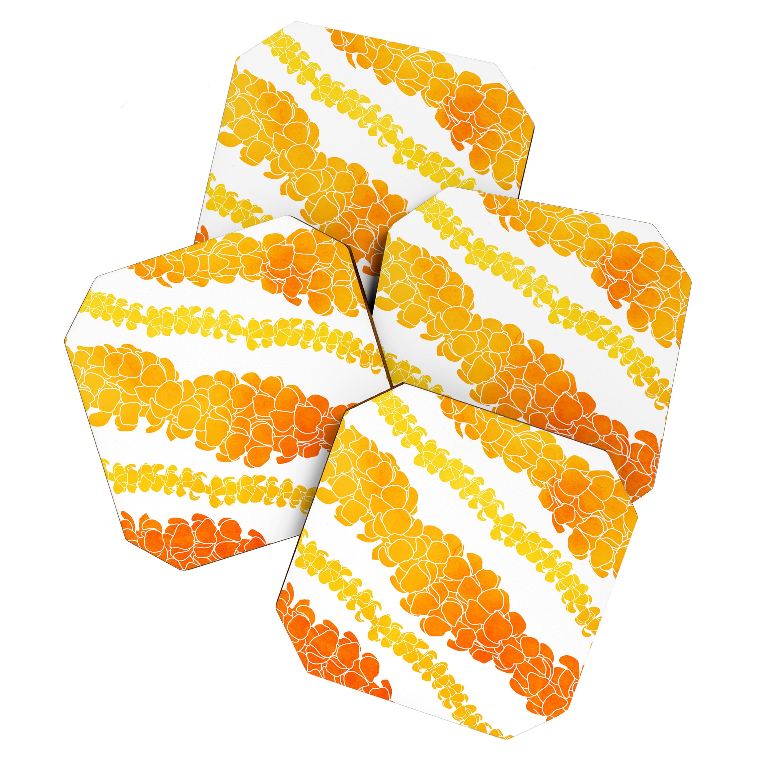 Puakenikeni lei art on white Coaster Gallery Image 1