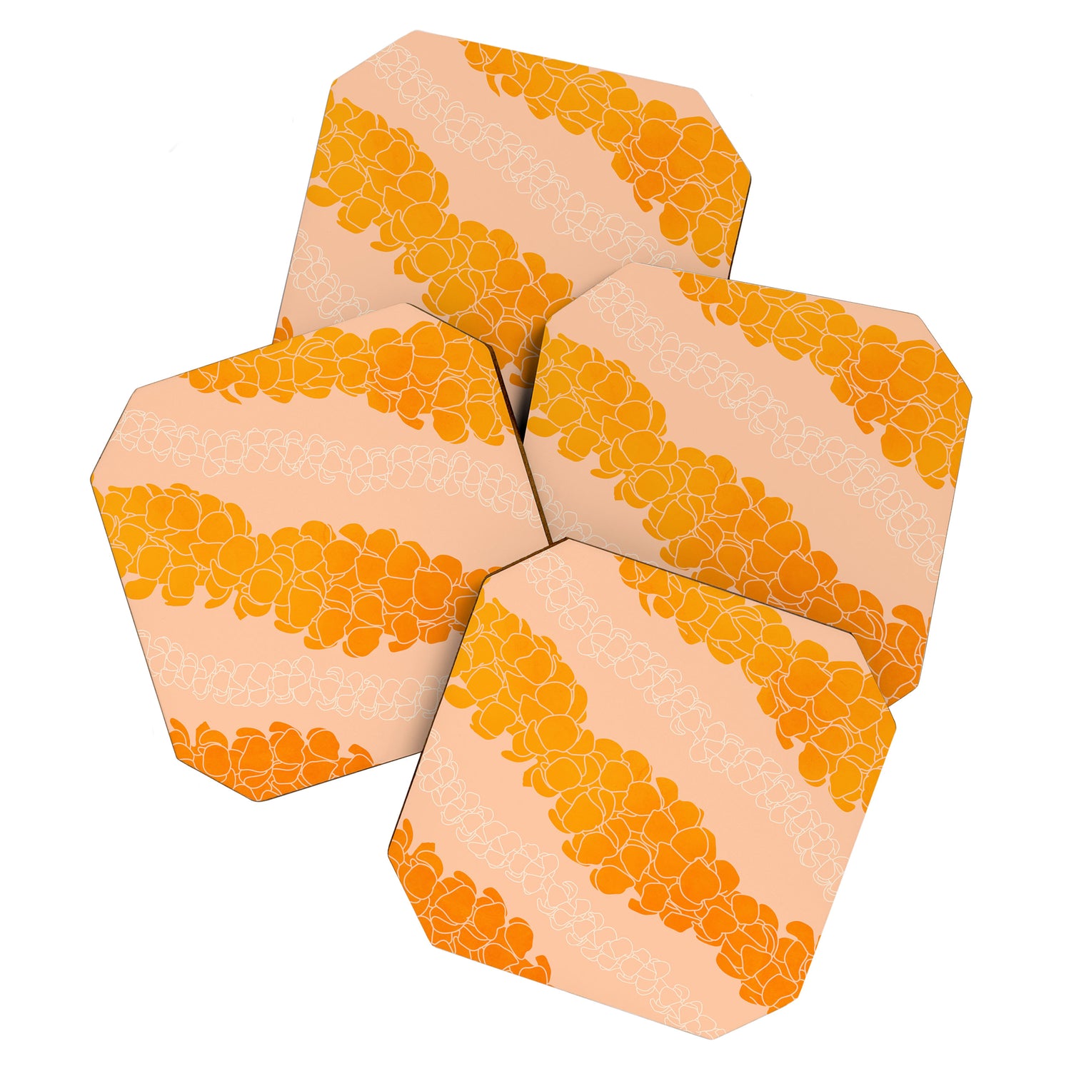 Puakenikeni leis on coral pink Coaster Gallery Image 1