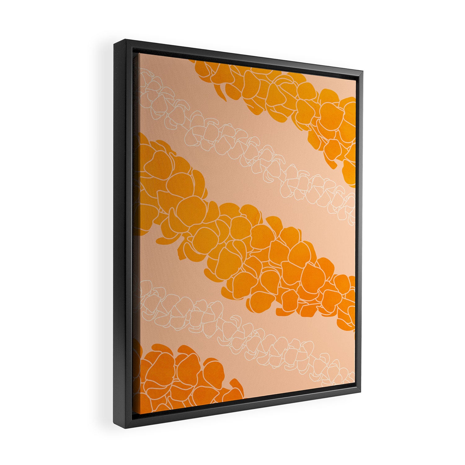 Puakenikeni leis on coral pink Framed Canvas Print Gallery Image 2