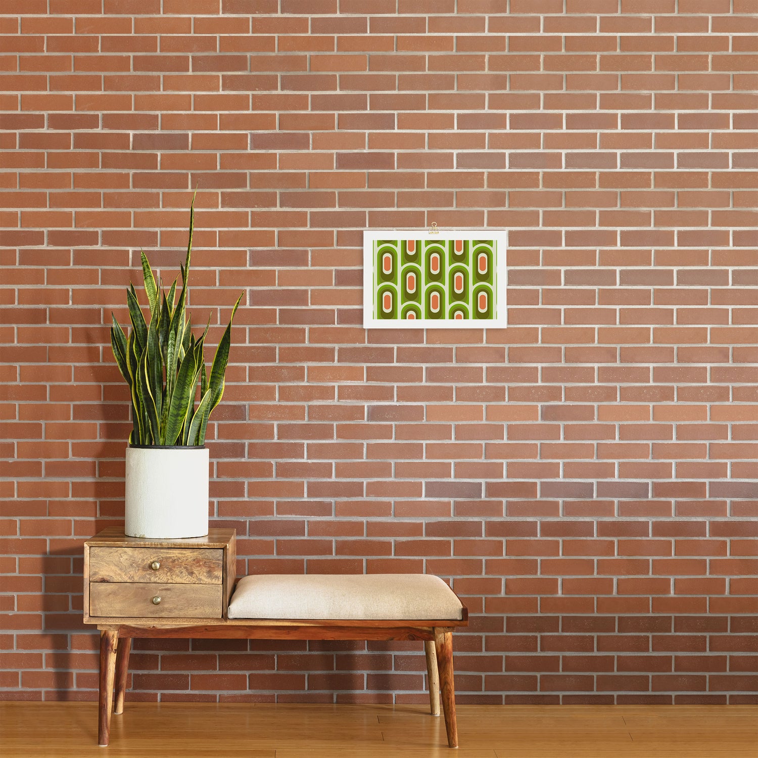 retro aesthetic 60s 70s pattern 45c green Art Print Gallery Image 2