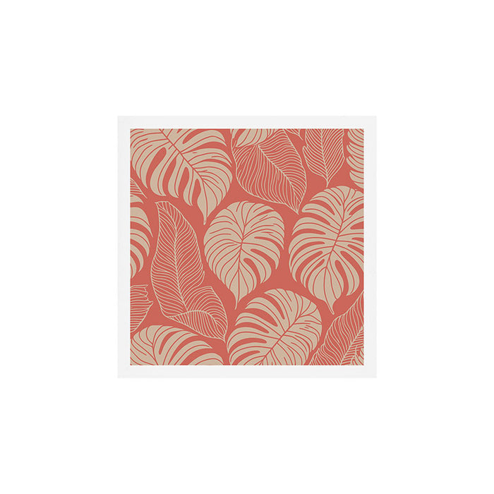 Tropical Leaves on Boho beachy coral Art Print Gallery Image 1