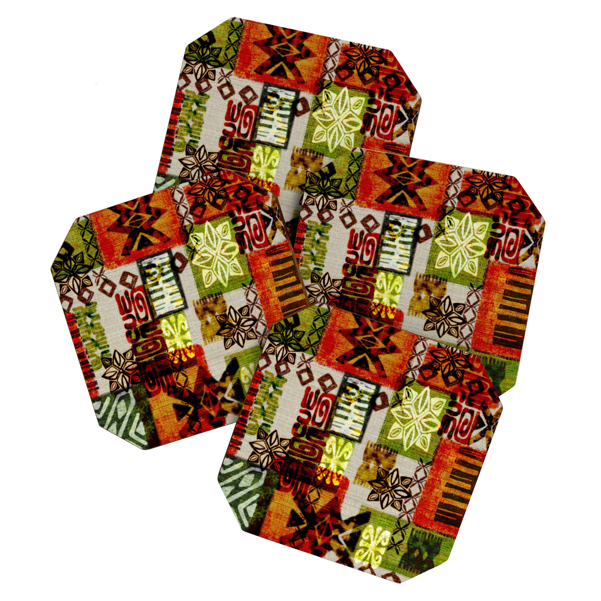 Vintage Hawaii Barkcloth Tapa Beach design Coaster Gallery Image 1