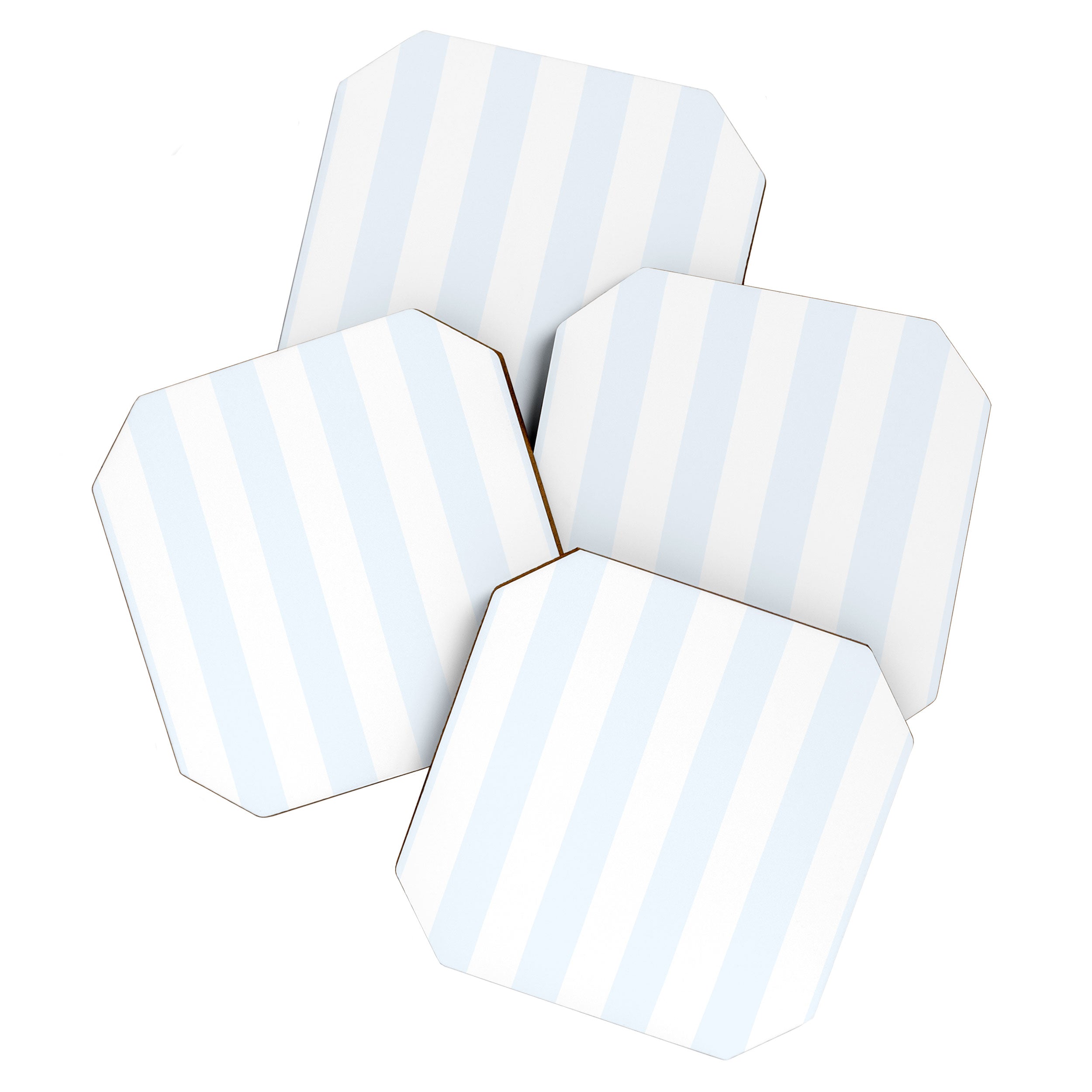 Alice Blue and White Cabana Tent Stripes Coaster Gallery Image 1