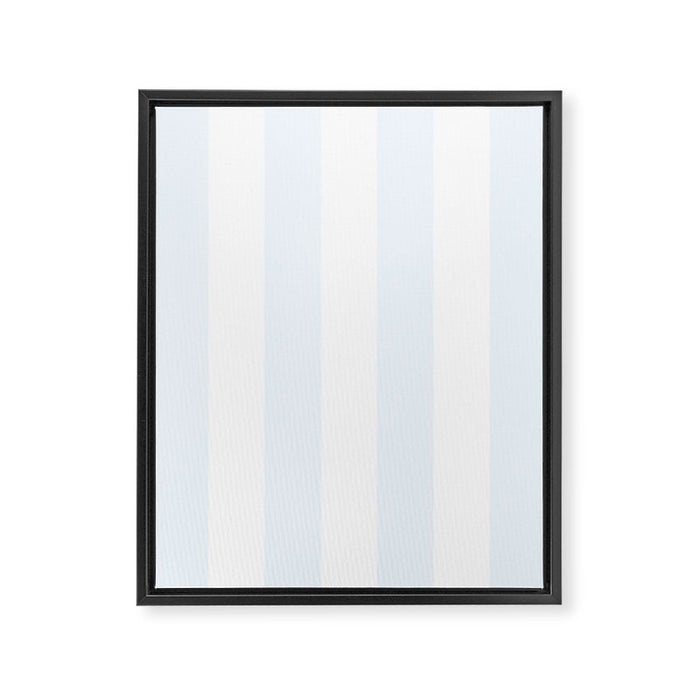 Alice Blue and White Cabana Tent Stripes Framed Canvas Print Gallery Image 1