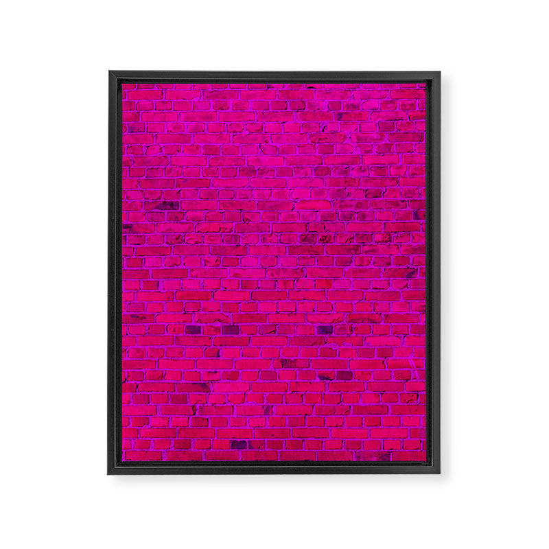 Bright Neon Hot Pink Fuchsia Brick Wall Framed Canvas Print Gallery Image 6