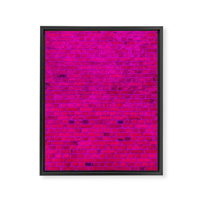 Bright Neon Hot Pink Fuchsia Brick Wall Framed Canvas Print Gallery Image 1