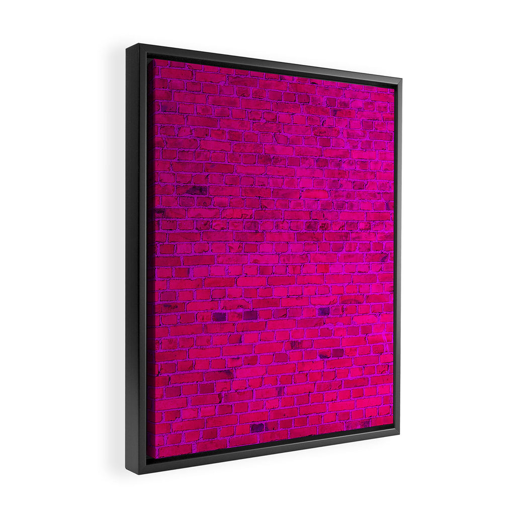 Bright Neon Hot Pink Fuchsia Brick Wall Framed Canvas Print Gallery Image 2