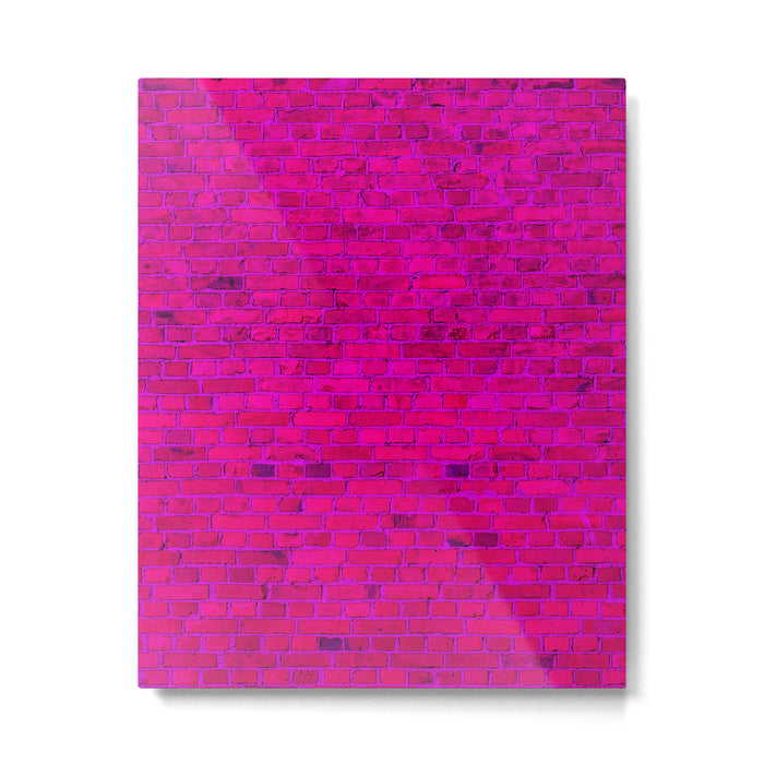 Bright Neon Hot Pink Fuchsia Brick Wall Metal Print Gallery Image 1