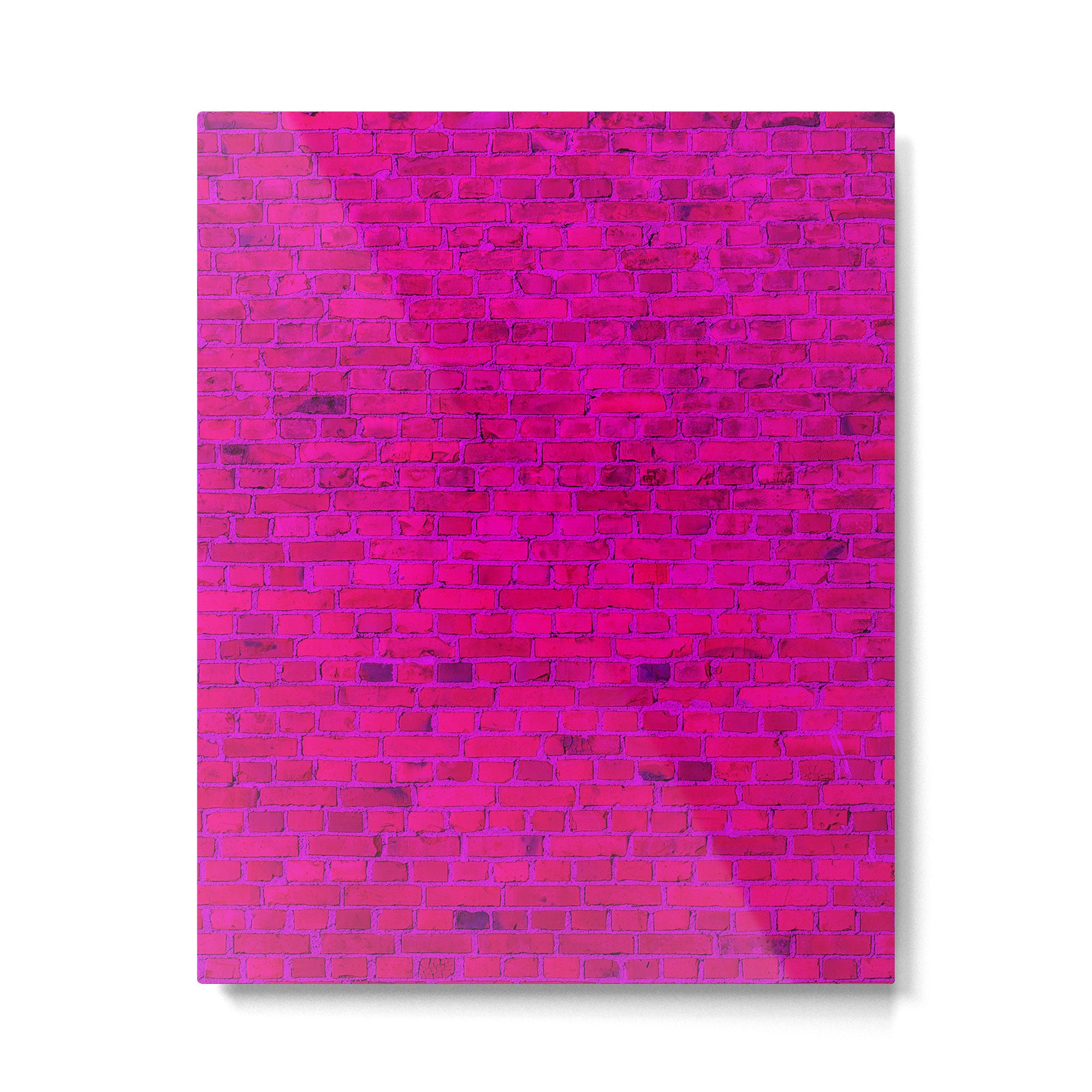 Bright Neon Hot Pink Fuchsia Brick Wall Metal Print Gallery Image 4