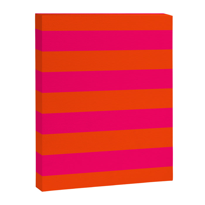 Bright Neon Pink and Orange Horizontal Cabana Tent Stripes Canvas Print Gallery Image 1
