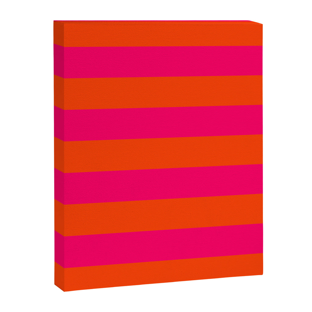 Bright Neon Pink and Orange Horizontal Cabana Tent Stripes Canvas Print Gallery Image 8