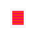 Bright Neon Pink and Orange Horizontal Cabana Tent Stripes Art Print Gallery Image 1