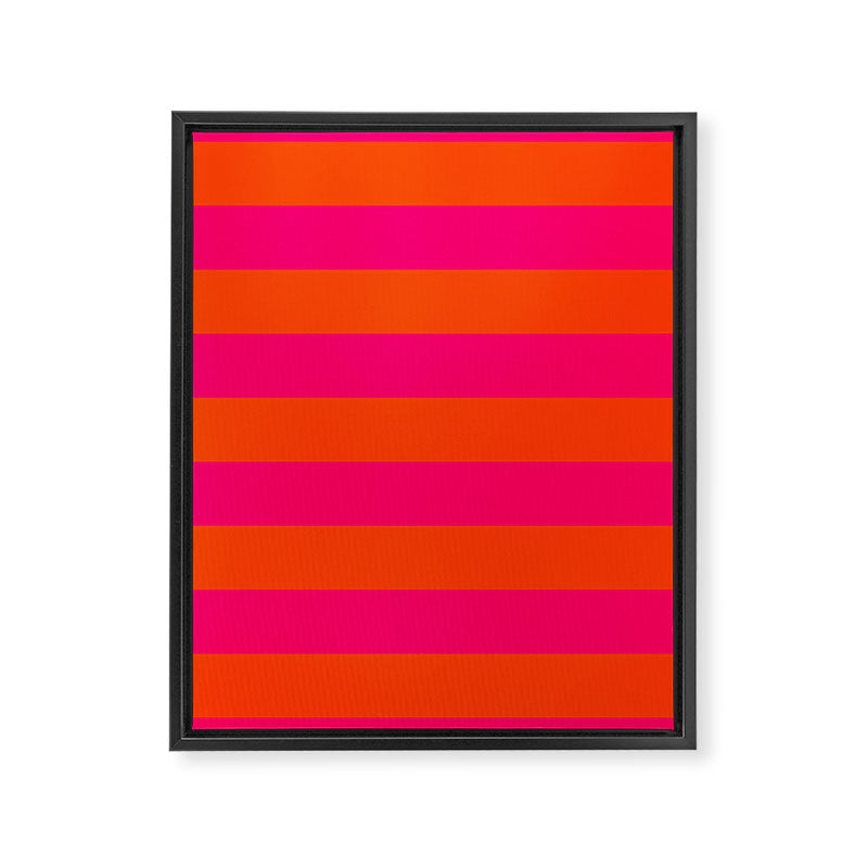 Bright Neon Pink and Orange Horizontal Cabana Tent Stripes Framed Canvas Print Gallery Image 8