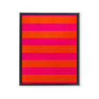 Bright Neon Pink and Orange Horizontal Cabana Tent Stripes Framed Canvas Print Gallery Image 8