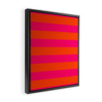 Bright Neon Pink and Orange Horizontal Cabana Tent Stripes Framed Canvas Print Gallery Image 2