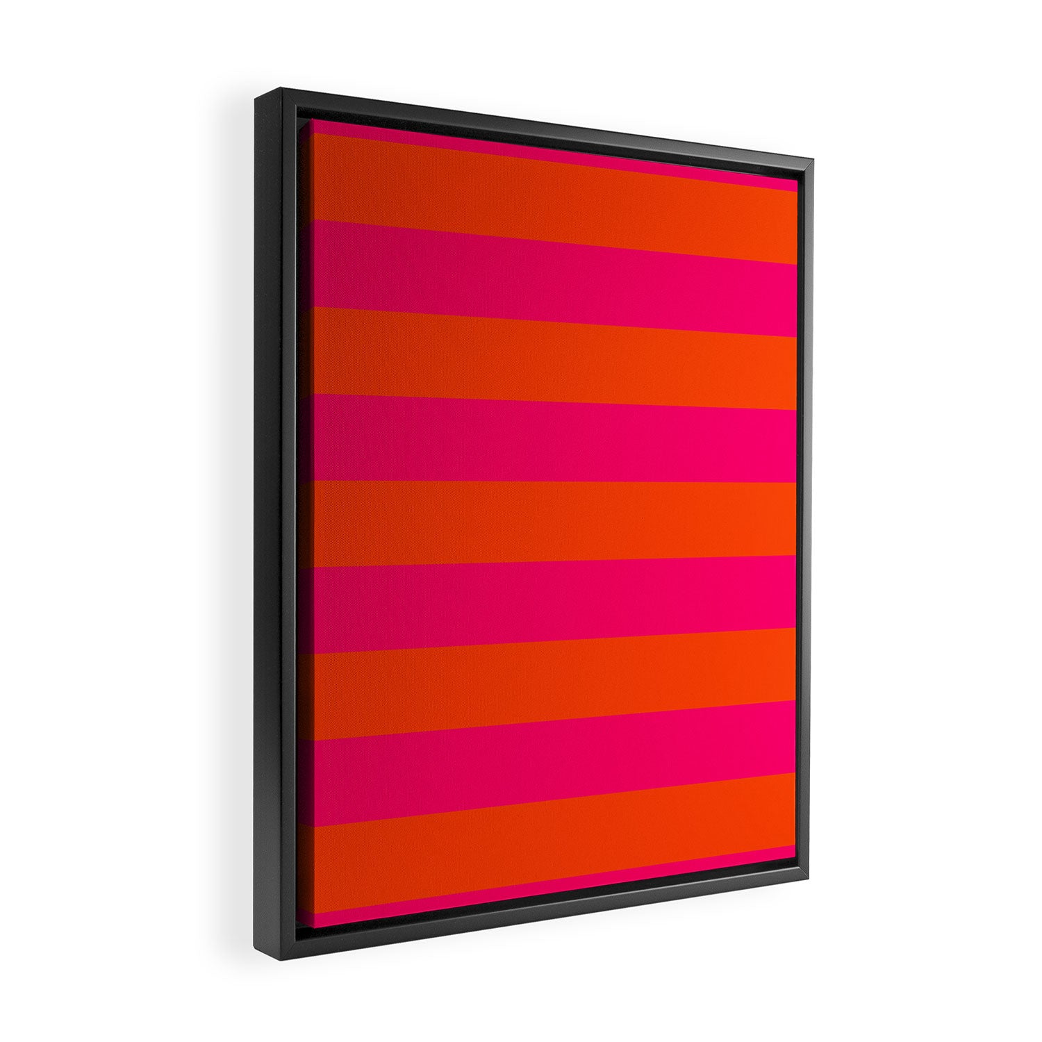 Bright Neon Pink and Orange Horizontal Cabana Tent Stripes Framed Canvas Print Gallery Image 2