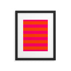 Bright Neon Pink and Orange Horizontal Cabana Tent Stripes Framed Art Print Gallery Image 6