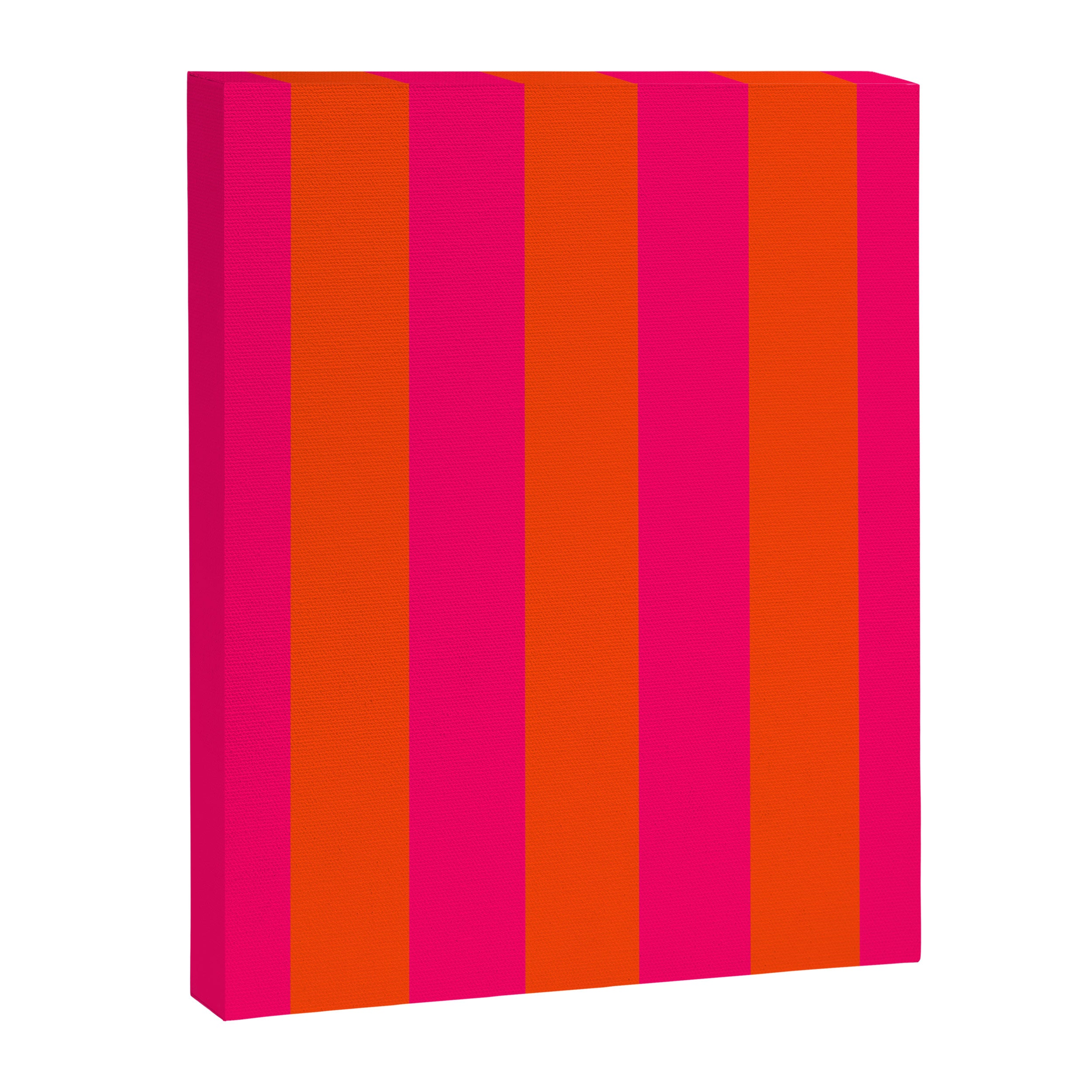 Bright Neon Pink and Orange Vertical Cabana Tent Stripes Canvas Print Gallery Image 8