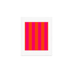 Bright Neon Pink and Orange Vertical Cabana Tent Stripes Art Print Gallery Image 1