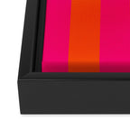 Bright Neon Pink and Orange Vertical Cabana Tent Stripes Framed Canvas Print Gallery Image 3