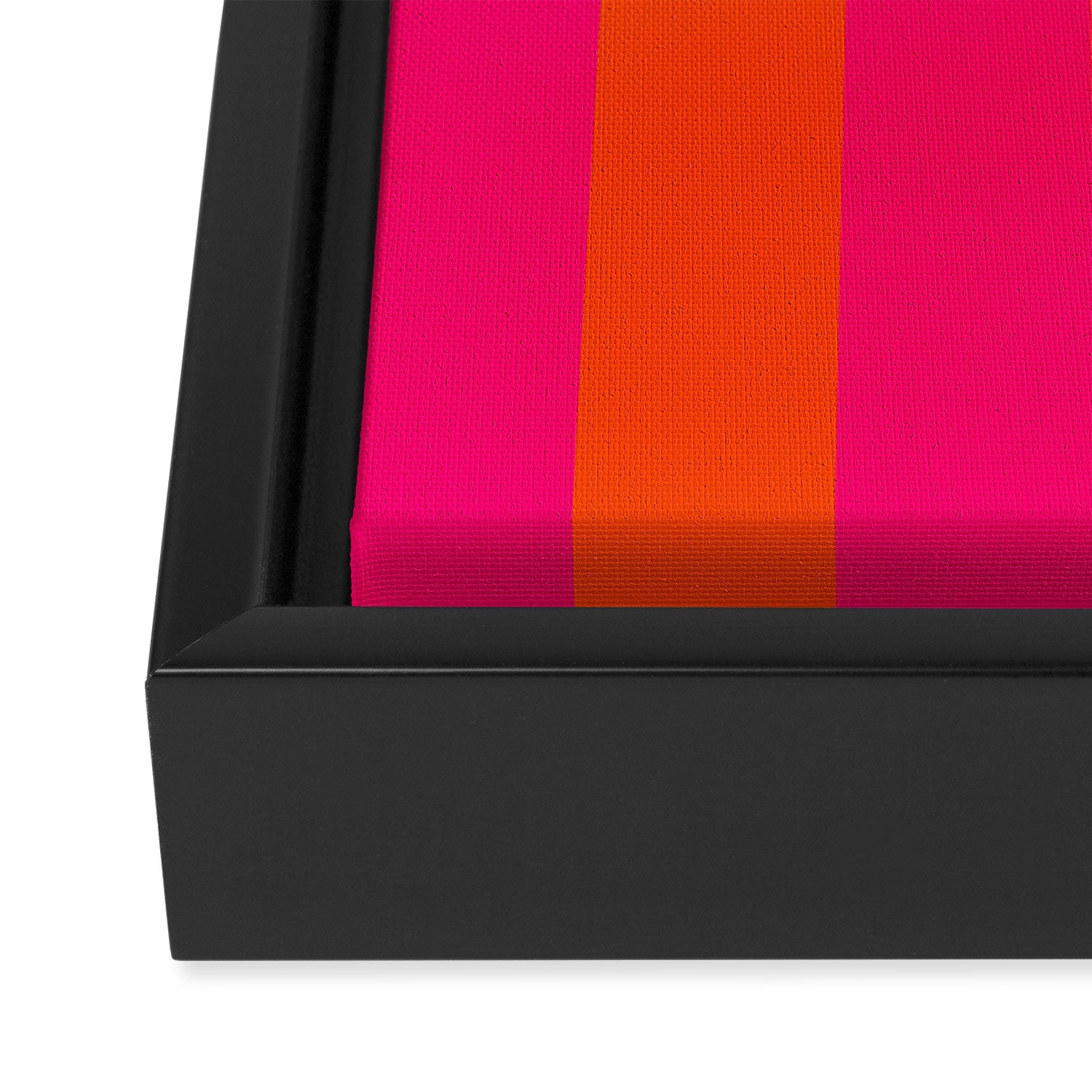 Bright Neon Pink and Orange Vertical Cabana Tent Stripes Framed Canvas Print Gallery Image 3