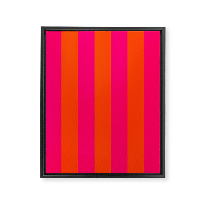 Bright Neon Pink and Orange Vertical Cabana Tent Stripes Framed Canvas Print Gallery Image 8