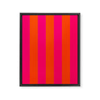 Bright Neon Pink and Orange Vertical Cabana Tent Stripes Framed Canvas Print Gallery Image 8