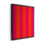 Bright Neon Pink and Orange Vertical Cabana Tent Stripes Framed Canvas Print Gallery Image 2