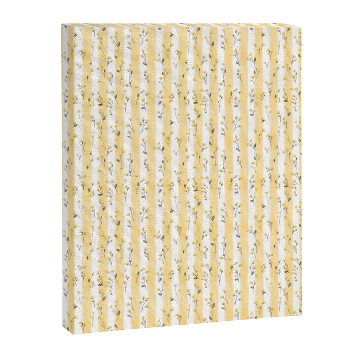 Buttercup Yellow Flower Blossoms on Butter Yellow Streaky Stripes Canvas Print Gallery Image 1
