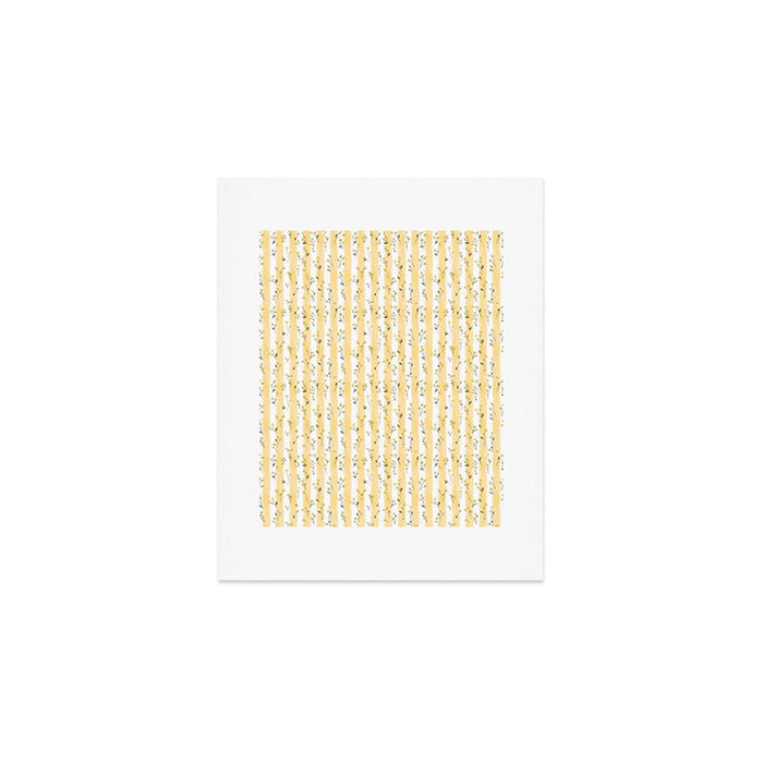 Buttercup Yellow Flower Blossoms on Butter Yellow Streaky Stripes Art Print Gallery Image 1