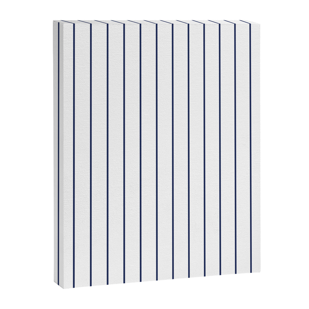 Classic Blue Baseball Stripe Lines On White Canvas Print Gallery Image 8