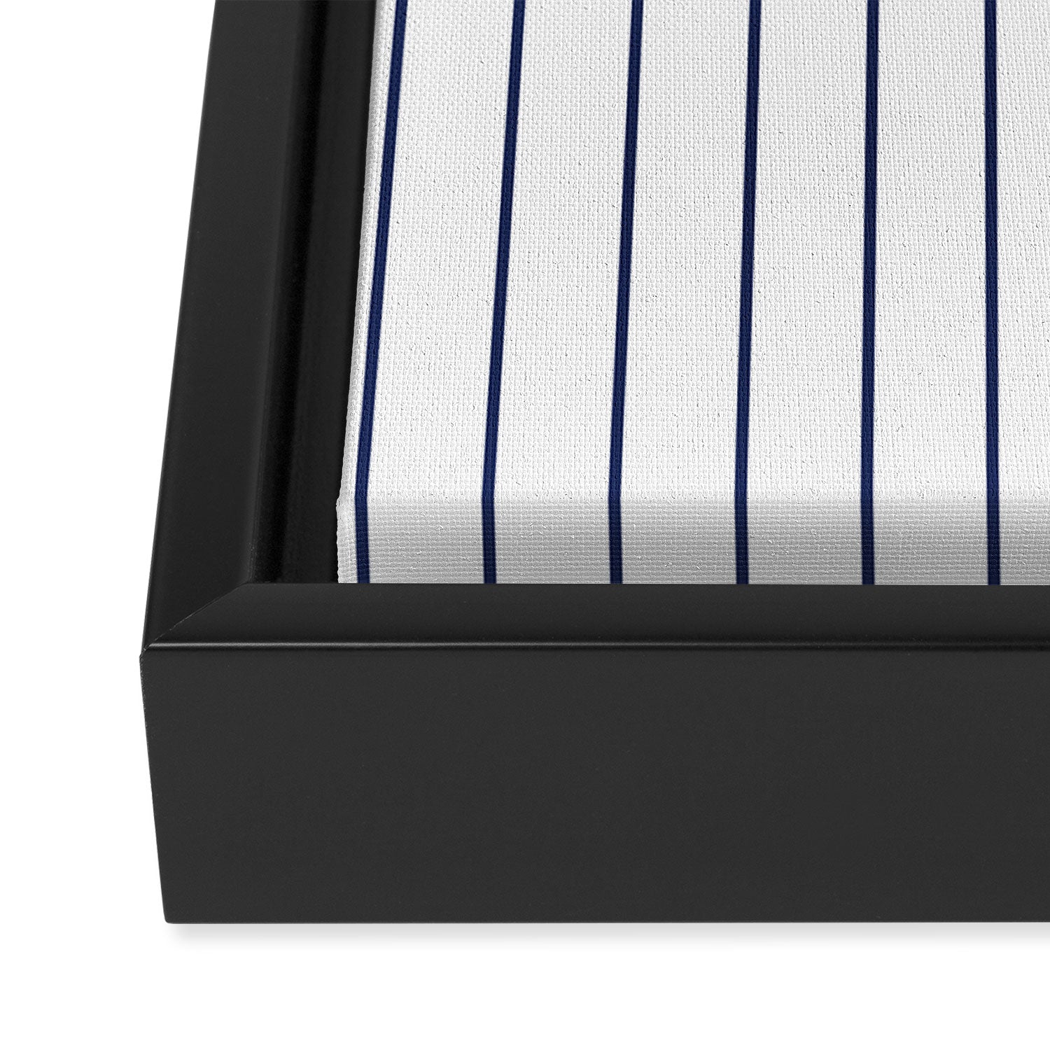 Classic Blue Baseball Stripe Lines On White Framed Canvas Print Gallery Image 3