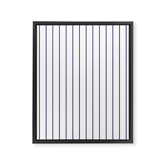Classic Blue Baseball Stripe Lines On White Framed Canvas Print Gallery Image 1