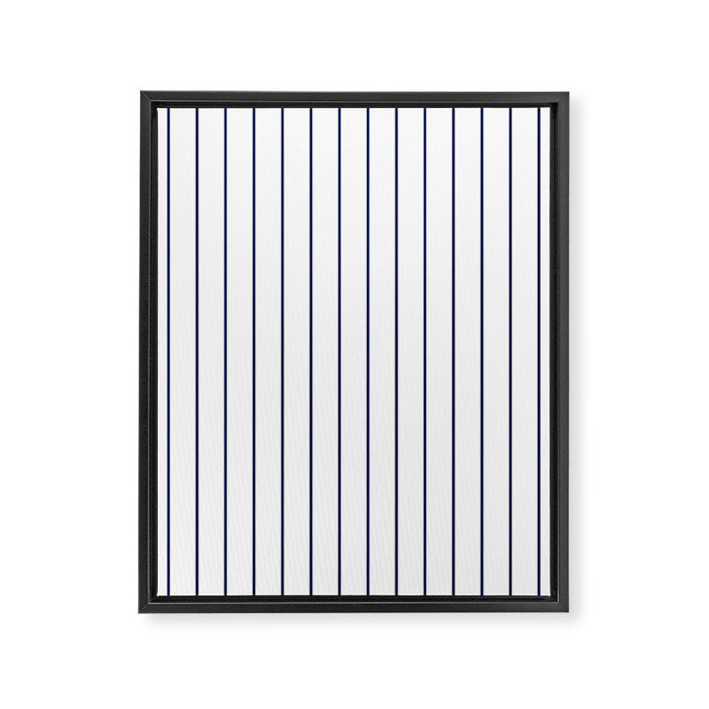Classic Blue Baseball Stripe Lines On White Framed Canvas Print Gallery Image 8