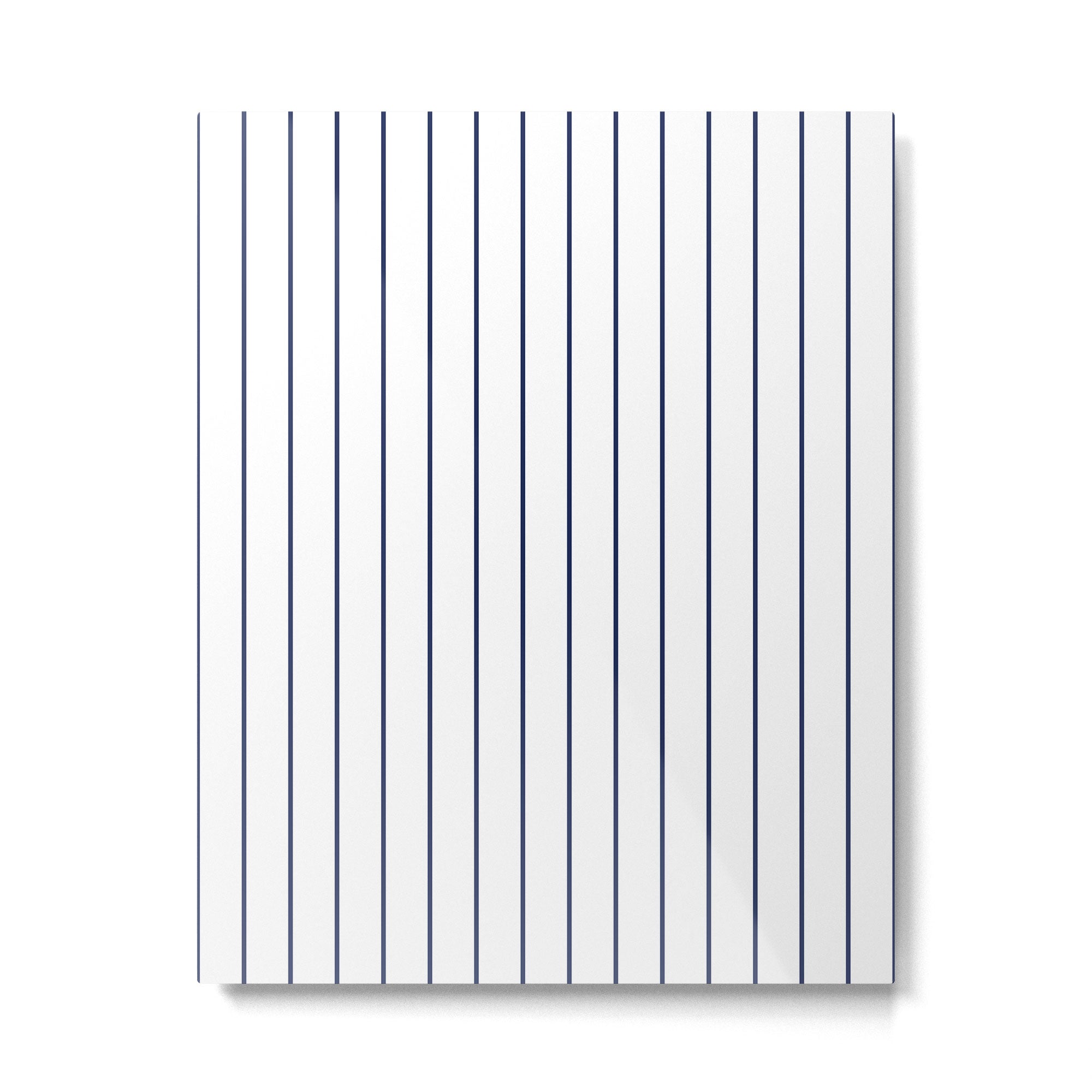 Classic Blue Baseball Stripe Lines On White Metal Print Gallery Image 6