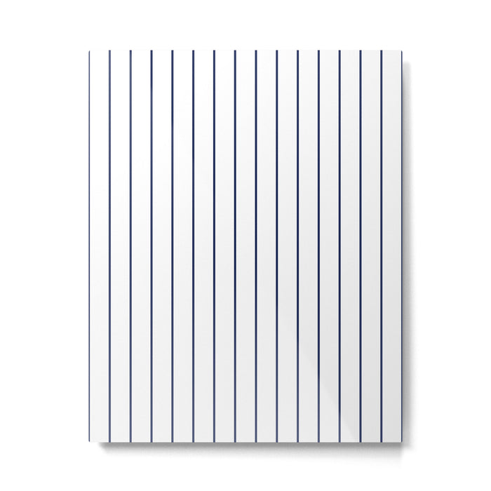 Classic Blue Baseball Stripe Lines On White Metal Print Gallery Image 1