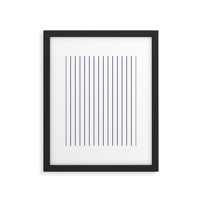 Classic Blue Baseball Stripe Lines On White Framed Art Print Gallery Image 1
