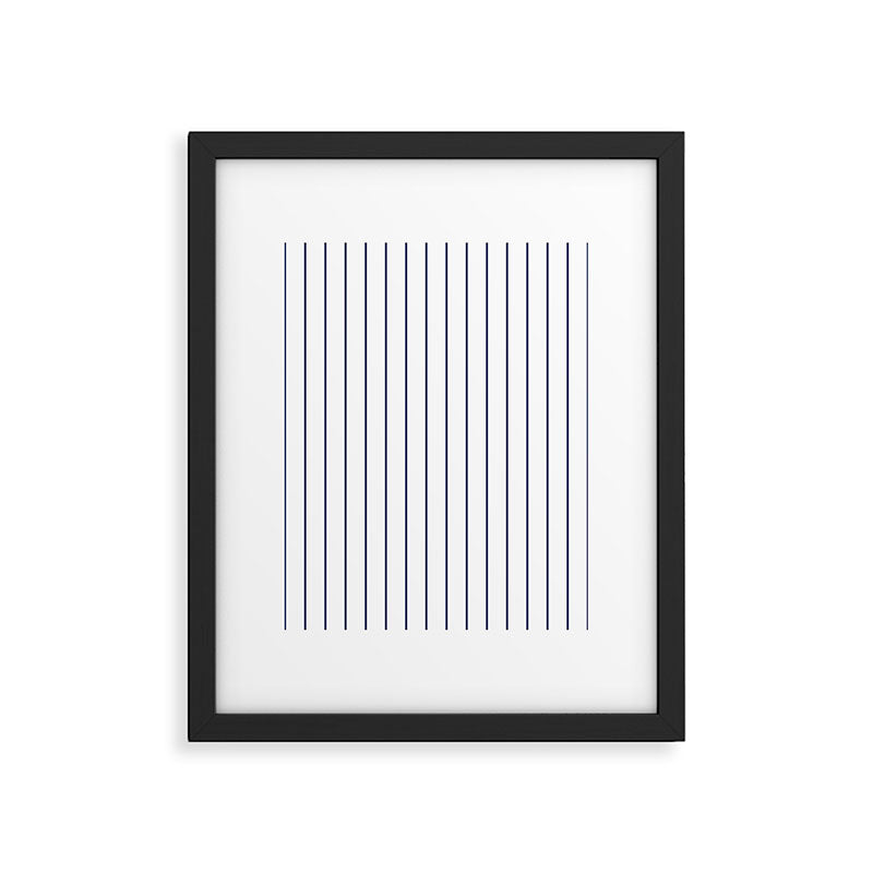 Classic Blue Baseball Stripe Lines On White Framed Art Print Gallery Image 4