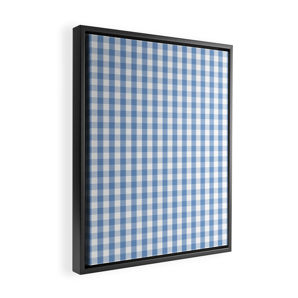 Classic Pale Blue Pastel Gingham Check Framed Canvas Print Gallery Image 2