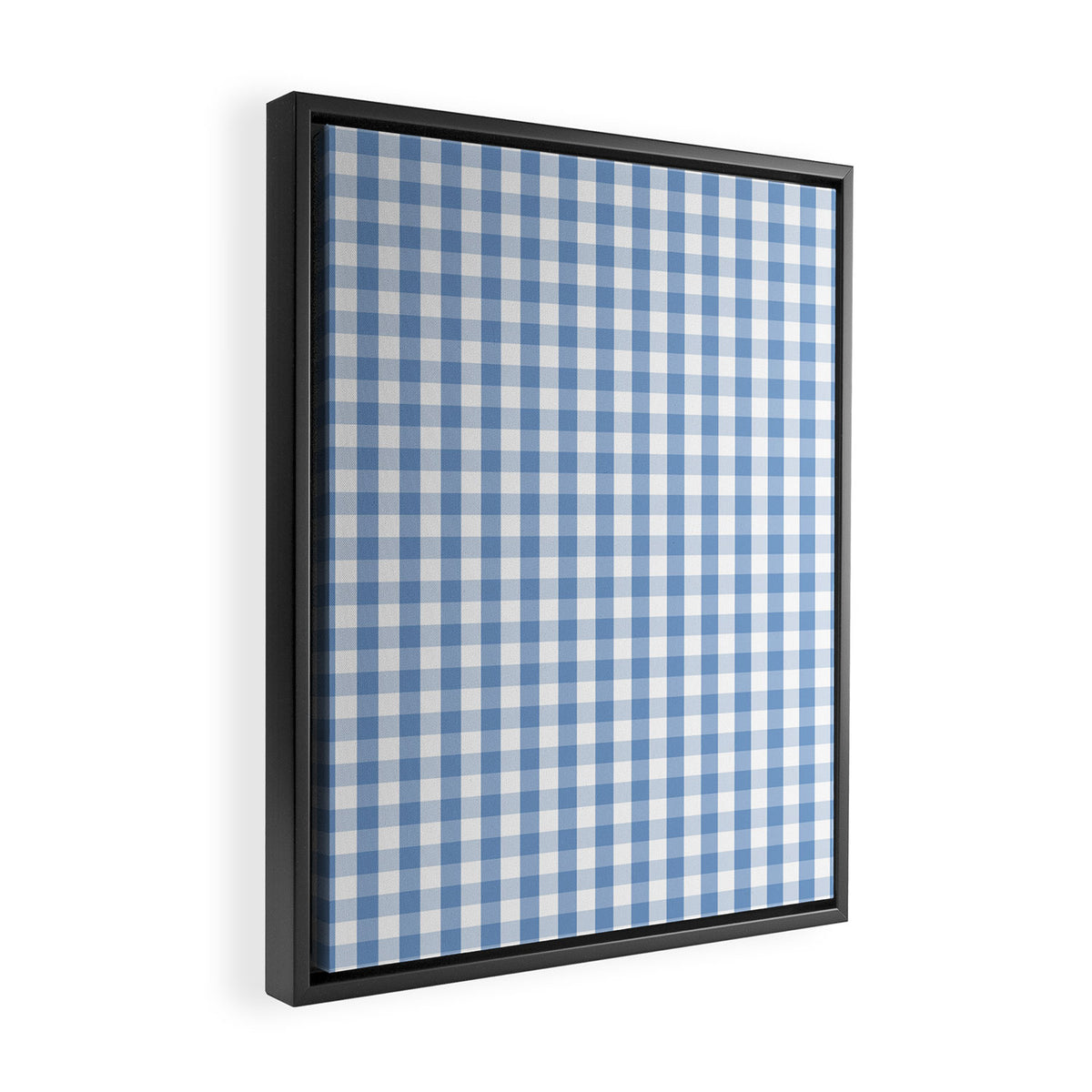 Classic Pale Blue Pastel Gingham Check Framed Canvas Print Gallery Image 2