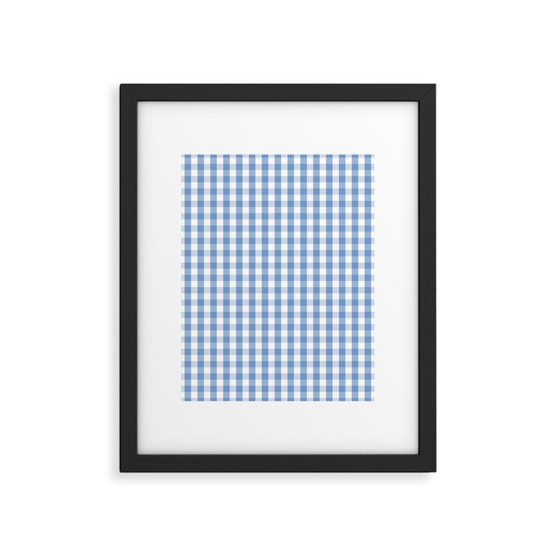 Classic Pale Blue Pastel Gingham Check Framed Art Print Gallery Image 6