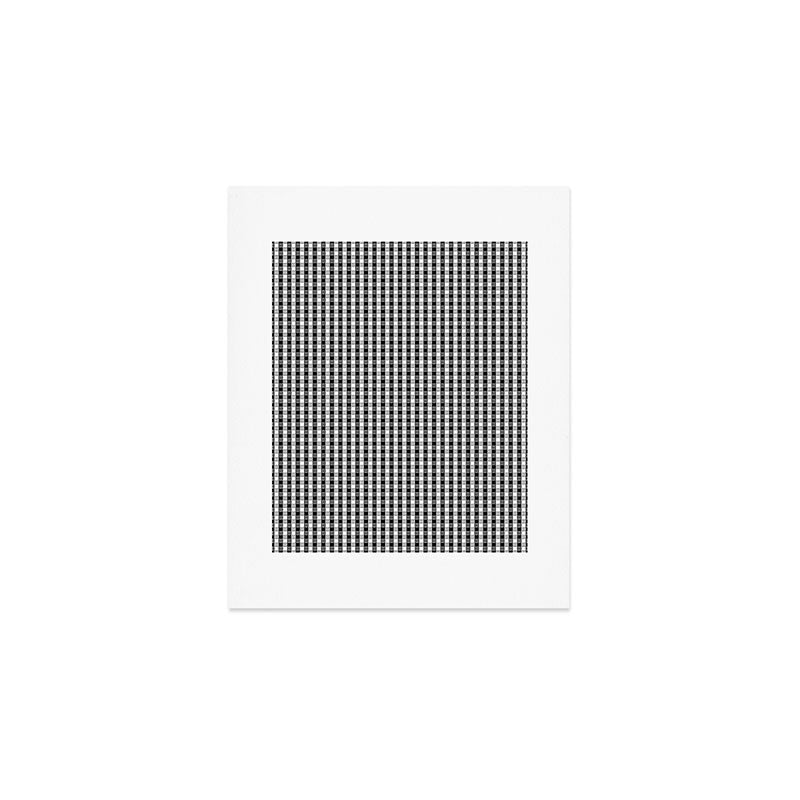 Classic Small Black & White Gingham Check Pattern Art Print Gallery Image 1