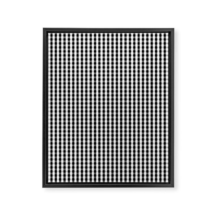 Classic Small Black & White Gingham Check Pattern Framed Canvas Print Gallery Image 1
