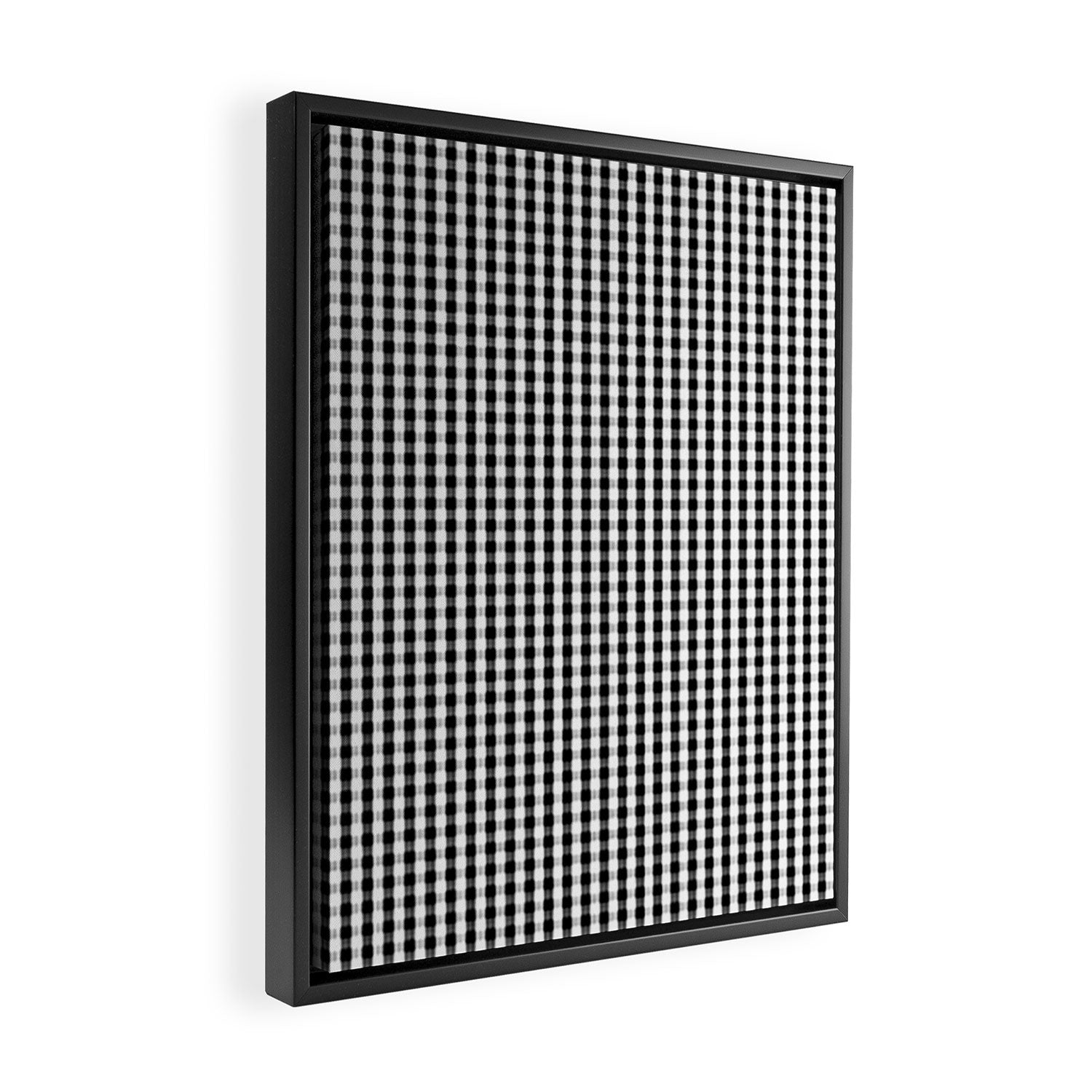 Classic Small Black & White Gingham Check Pattern Framed Canvas Print Gallery Image 2