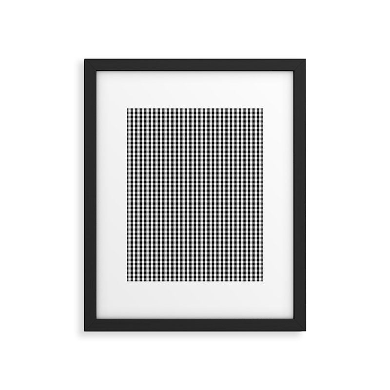 Classic Small Black & White Gingham Check Pattern Framed Art Print Gallery Image 6