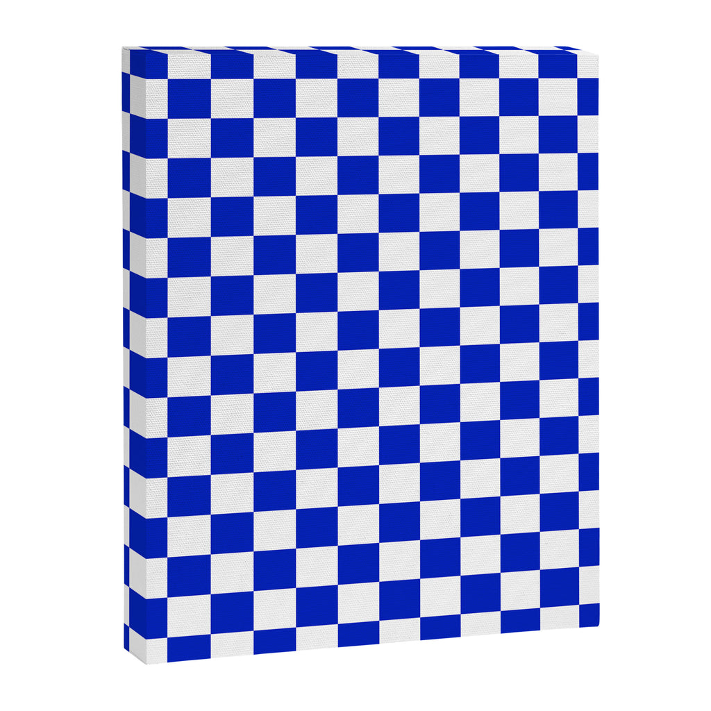 Cobalt Blue and White Checkerboard Pattern Canvas Print Gallery Image 8