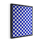 Cobalt Blue and White Checkerboard Pattern Framed Canvas Print Gallery Image 2
