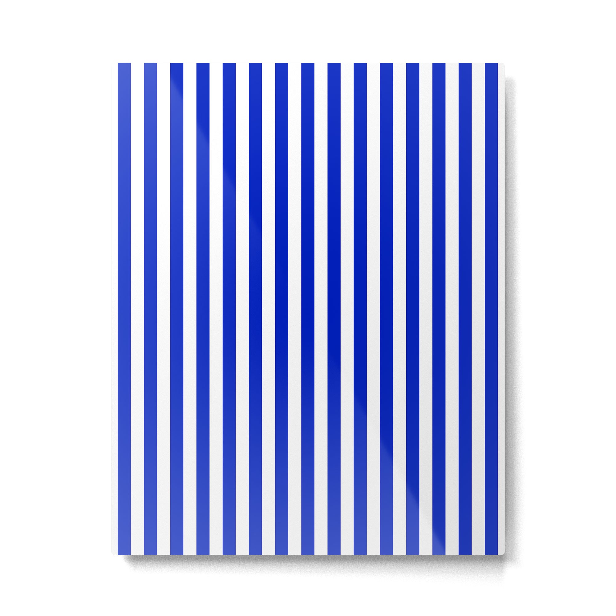 Cobalt Blue and White Vertical Deck Chair Stripe Metal Print Gallery Image 6