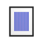 Cobalt Blue and White Vertical Deck Chair Stripe Framed Art Print Gallery Image 6