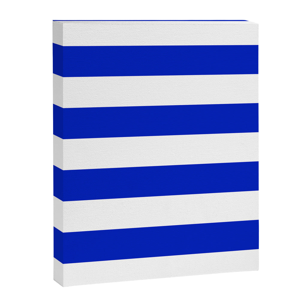 Cobalt Blue and White Wide Cabana Tent Stripe Canvas Print Gallery Image 8